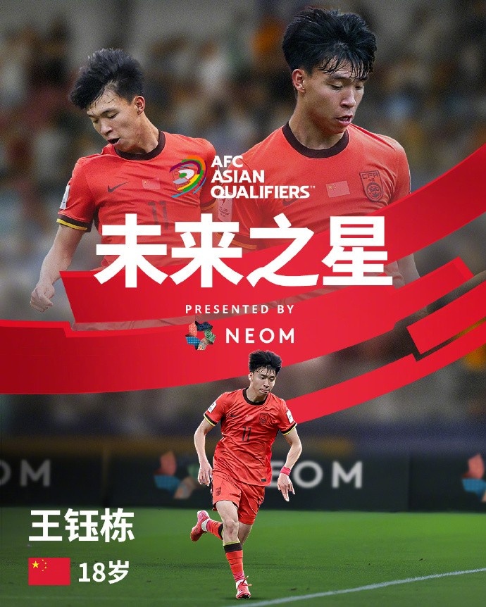 亞洲杯官方社媒發(fā)布王鈺棟個(gè)人海報(bào):青年軍的旗幟,飄揚(yáng)在前哨
